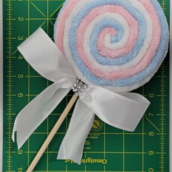 Decorative Velvety Yarn Baby Blue, Pink, &‎ White Lollipop - Picture 3 of 4